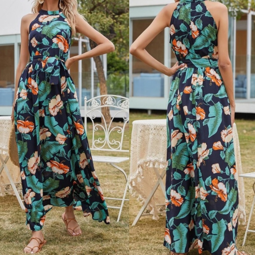 Boho floral halter maxi dress - Picture 2 of 4